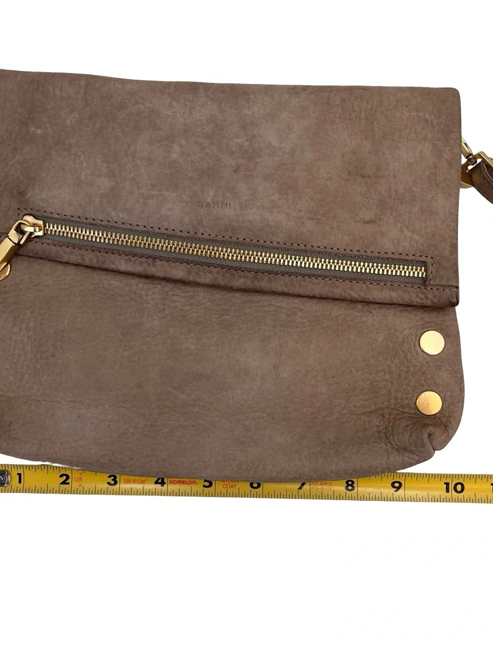 Hammitt Taupe Suede Crossbody with Gold Hardware